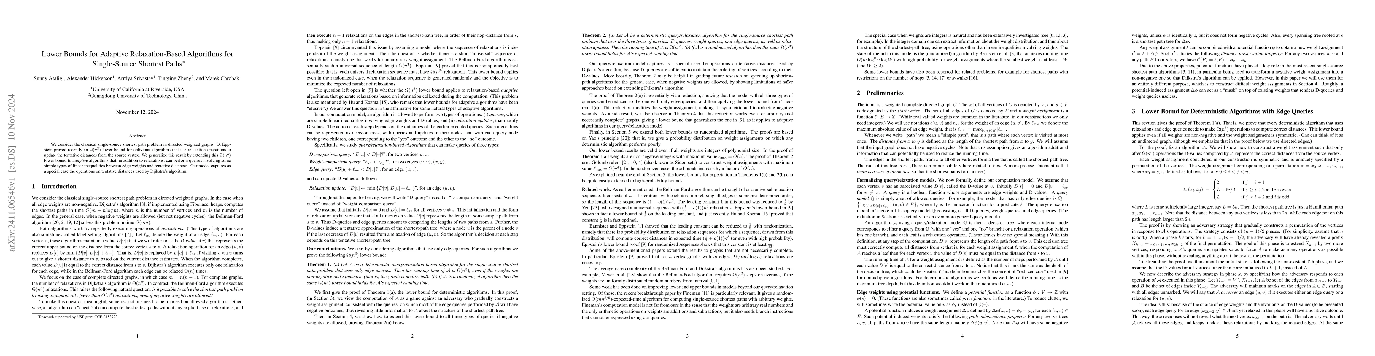 Thumbnail for Lower Bounds for Adaptive Relaxation-Based Algorithms for Single-Source
  Shortest Paths