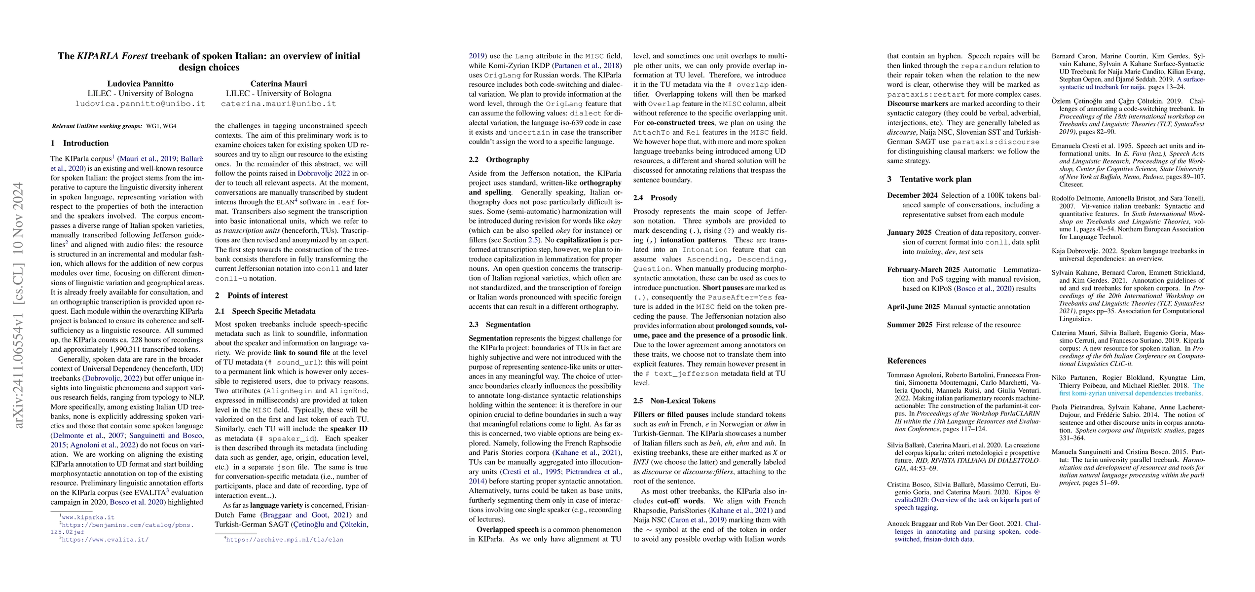 Thumbnail for The KIPARLA Forest treebank of spoken Italian: an overview of initial
  design choices