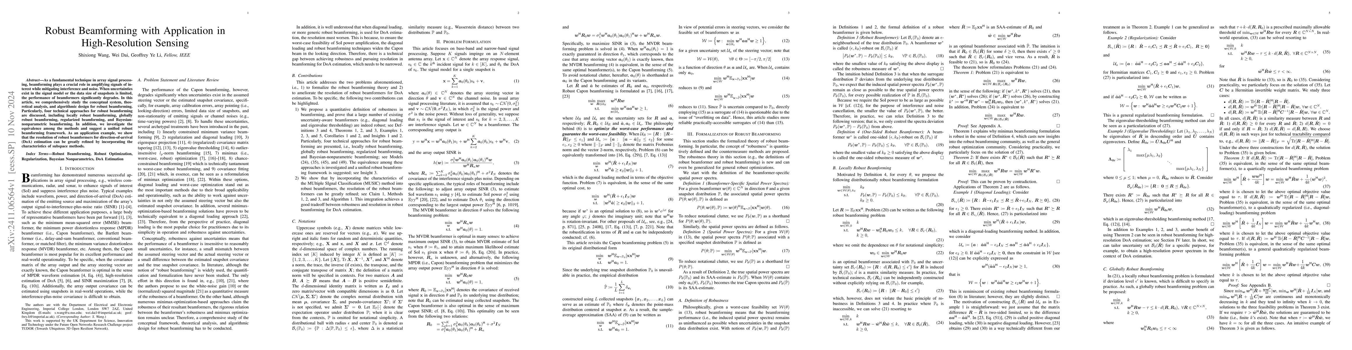 Thumbnail for Robust Beamforming with Application in High-Resolution Sensing