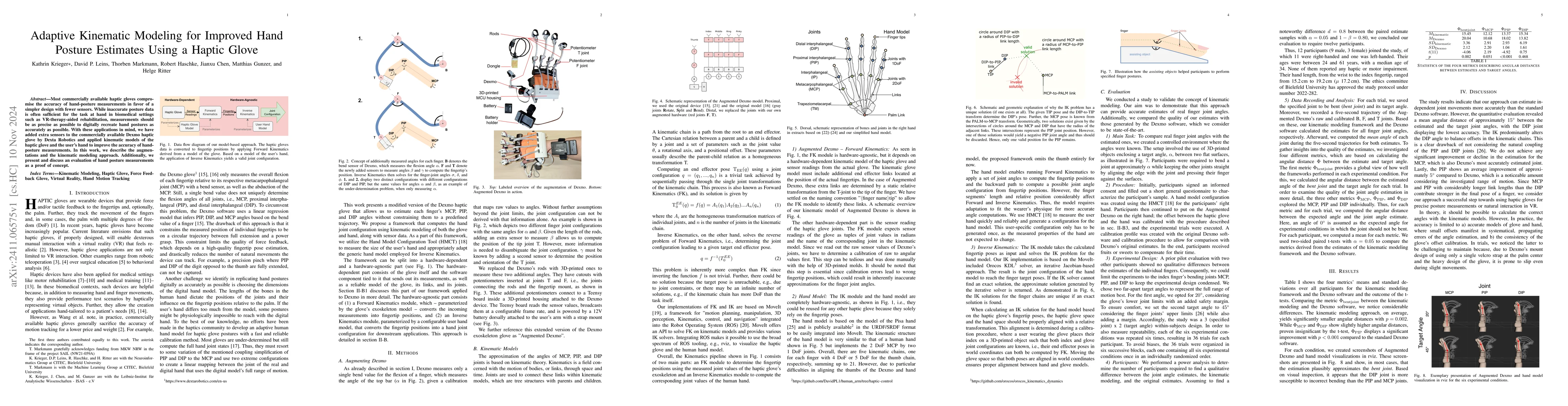 Thumbnail for Adaptive Kinematic Modeling for Improved Hand Posture Estimates Using a
  Haptic Glove