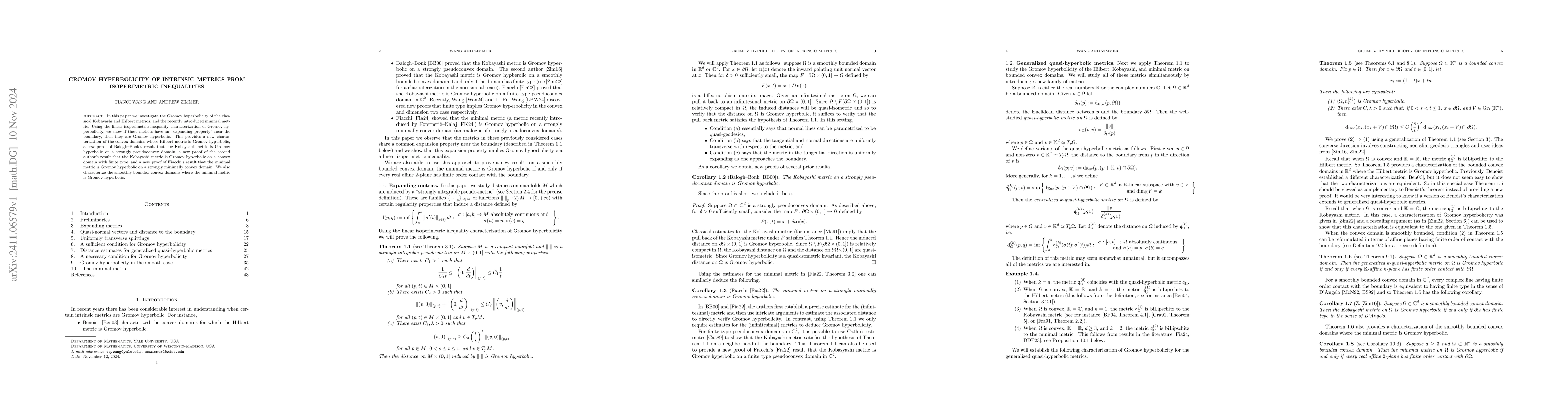 Thumbnail for Gromov hyperbolicity of intrinsic metrics from isoperimetric
  inequalities