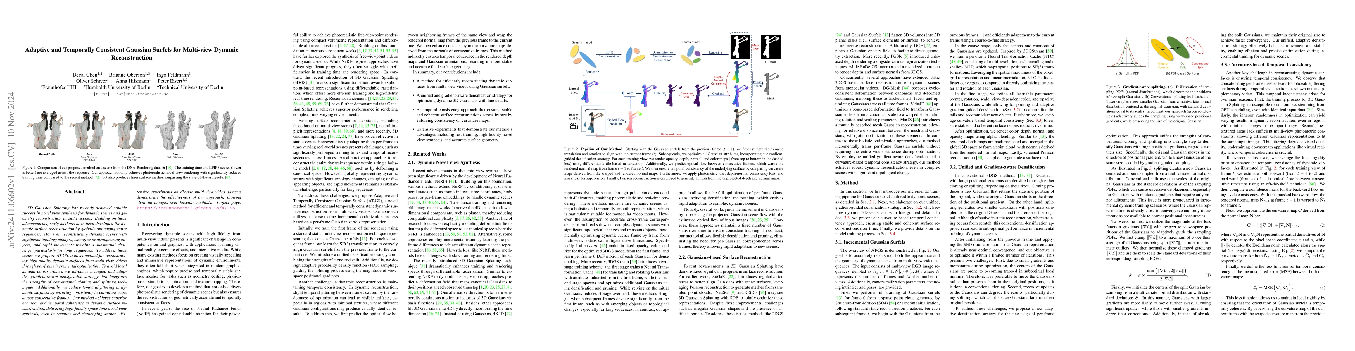 Thumbnail for Adaptive and Temporally Consistent Gaussian Surfels for Multi-view
  Dynamic Reconstruction