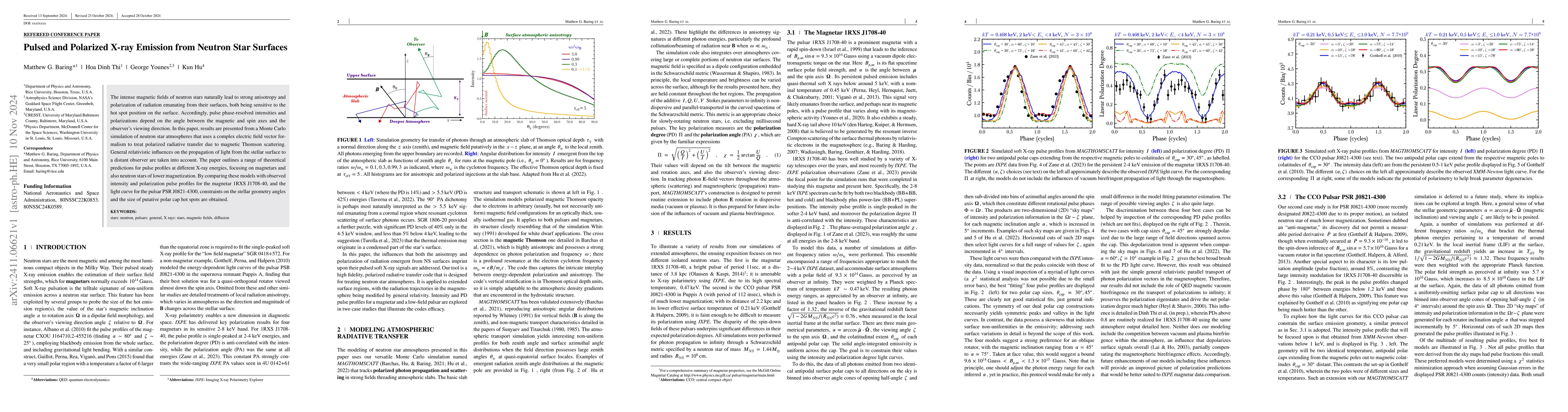 Thumbnail for Pulsed and Polarized X-ray Emission from Neutron Star Surfaces