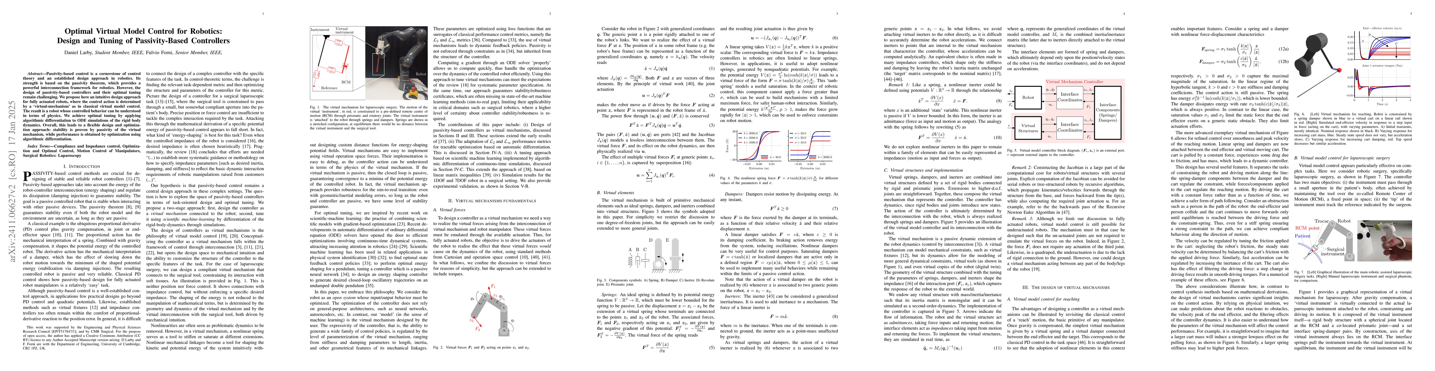 Thumbnail for Optimal Virtual Model Control for Robotics: Design and Tuning of
  Passivity-Based Controllers