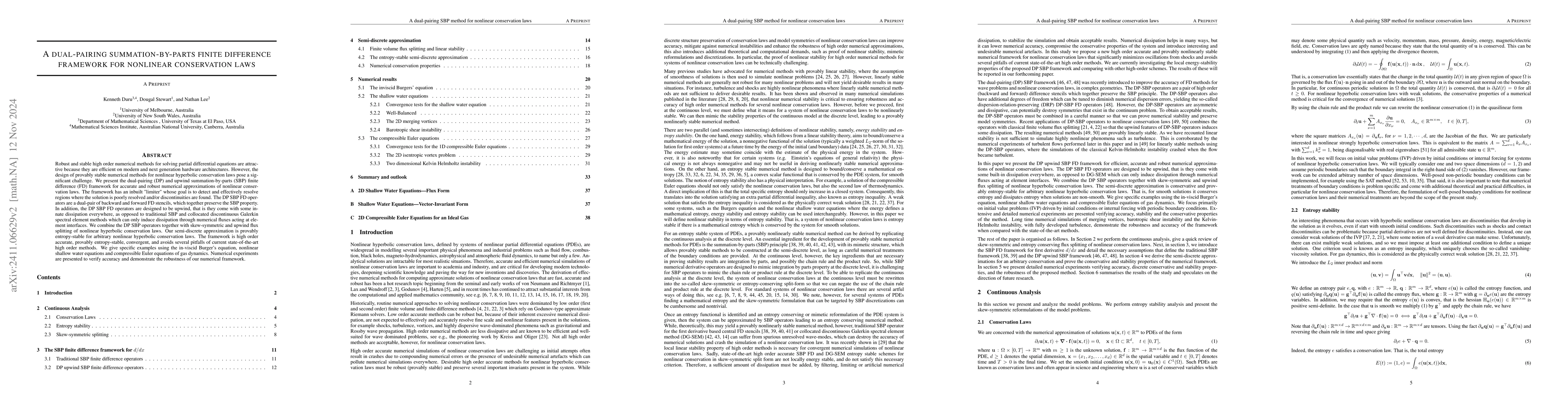 Thumbnail for A dual-pairing summation-by-parts finite difference framework for
  nonlinear conservation laws