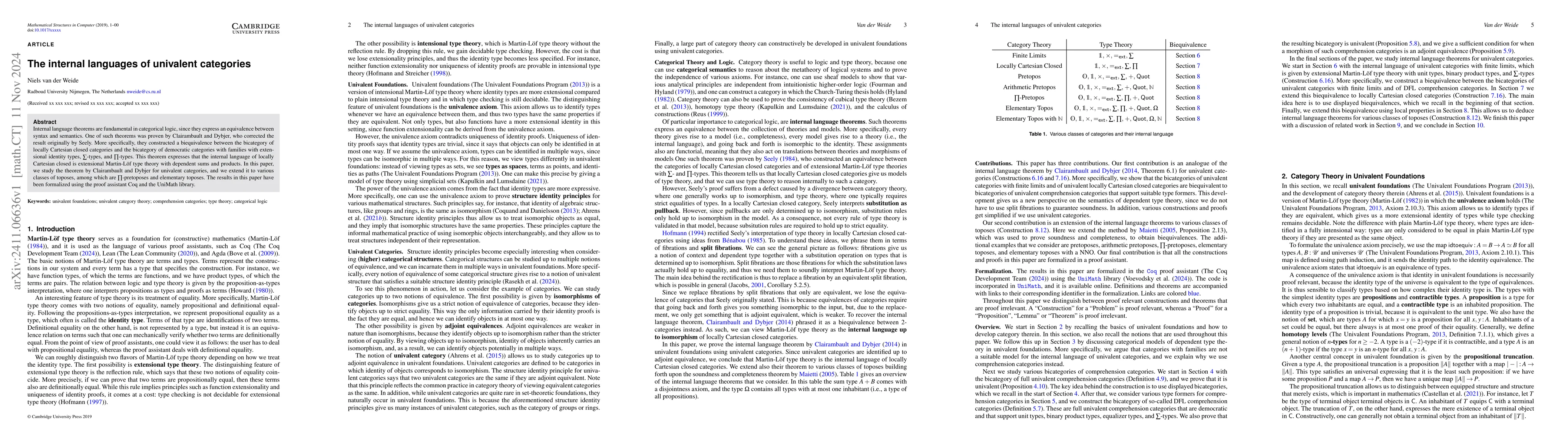 Thumbnail for The internal languages of univalent categories