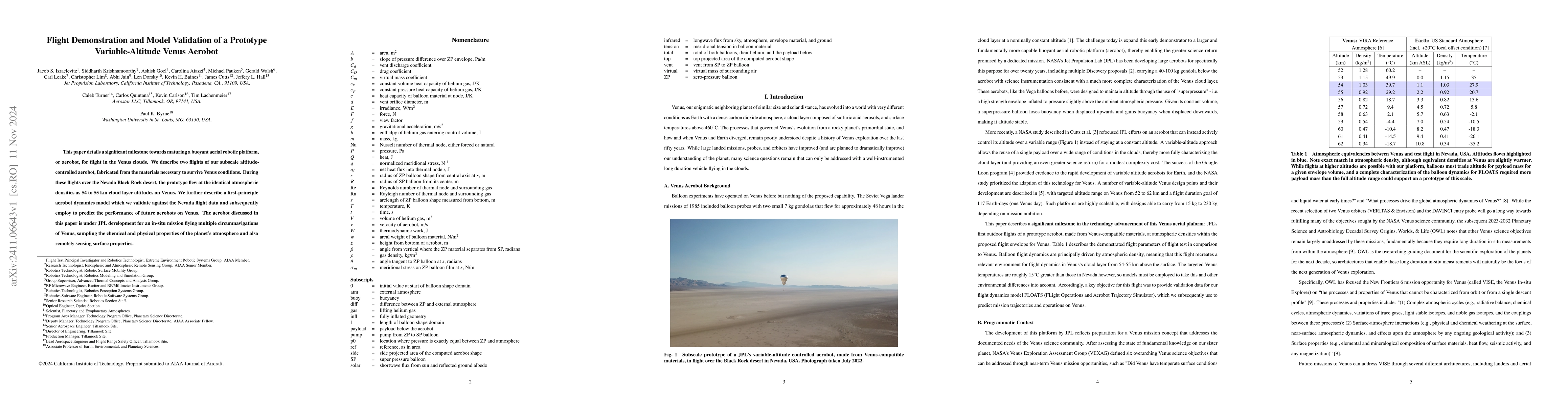 Thumbnail for Flight Demonstration and Model Validation of a Prototype
  Variable-Altitude Venus Aerobot