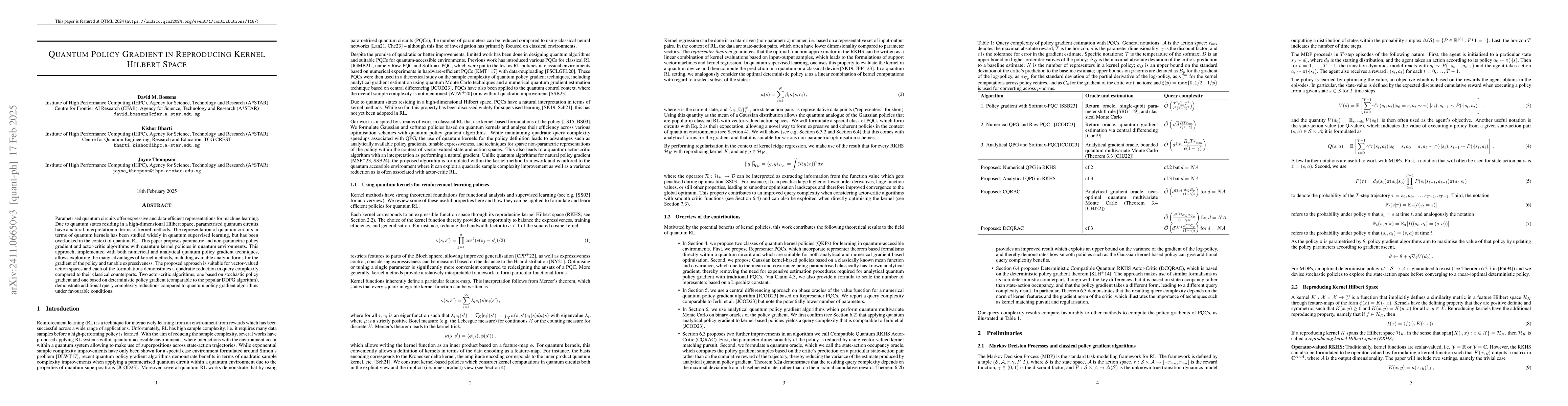 Thumbnail for Quantum Policy Gradient in Reproducing Kernel Hilbert Space