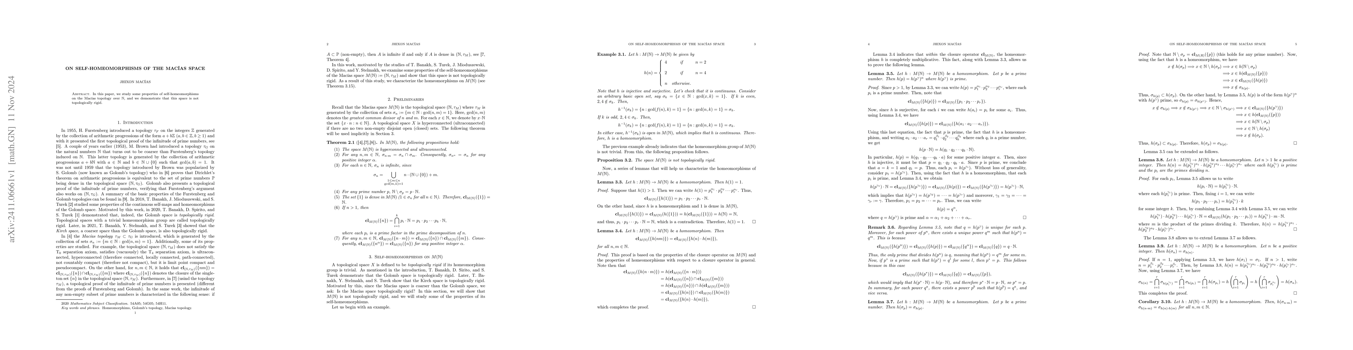 Thumbnail for On self-homeomorphisms of the Macías space