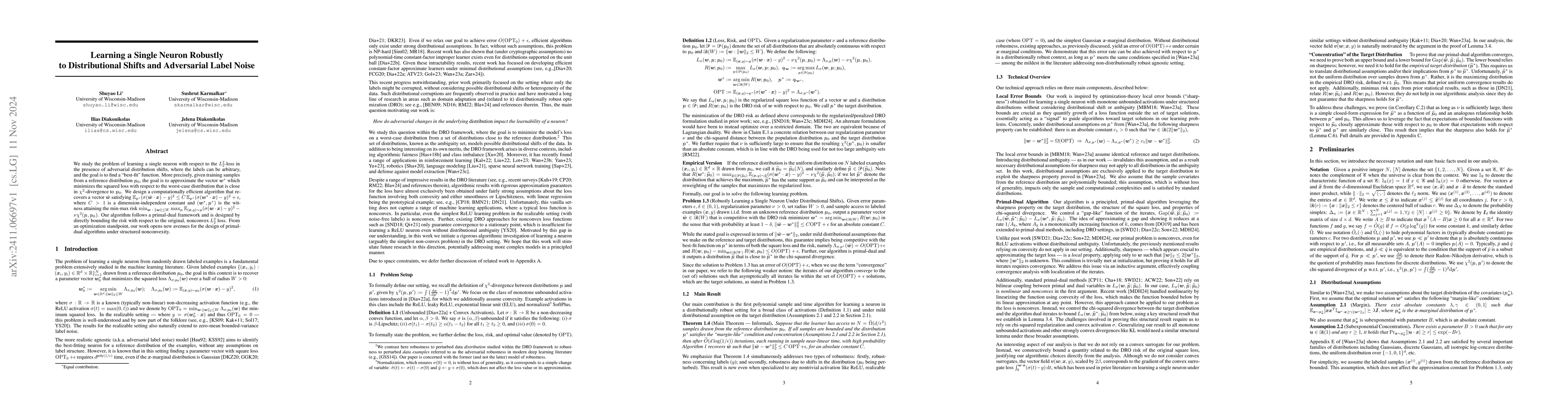 Thumbnail for Learning a Single Neuron Robustly to Distributional Shifts and
  Adversarial Label Noise