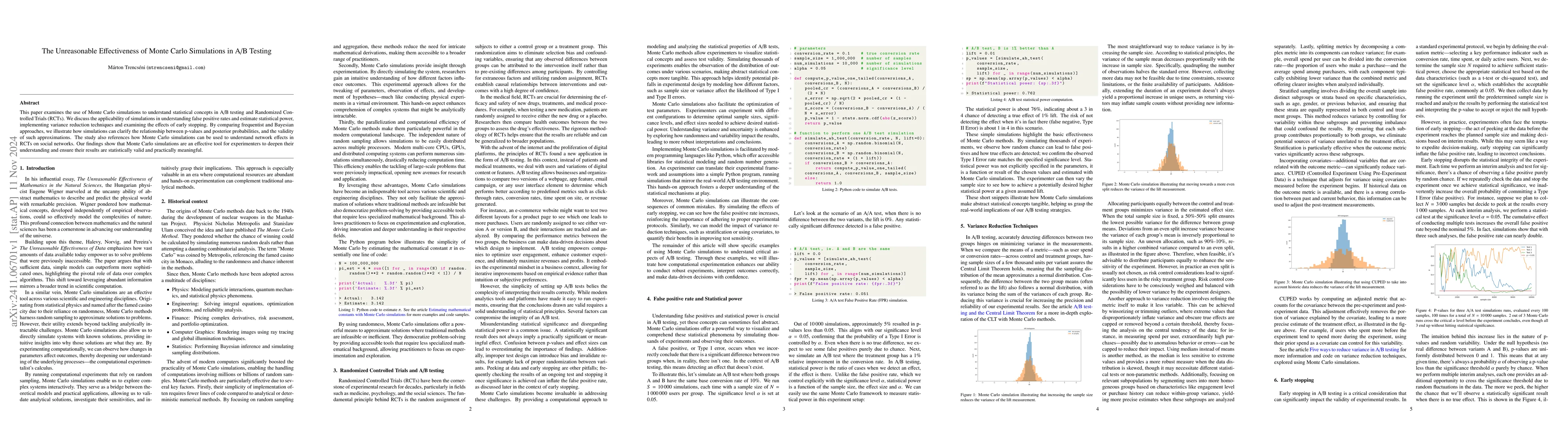 Thumbnail for The Unreasonable Effectiveness of Monte Carlo Simulations in A/B Testing