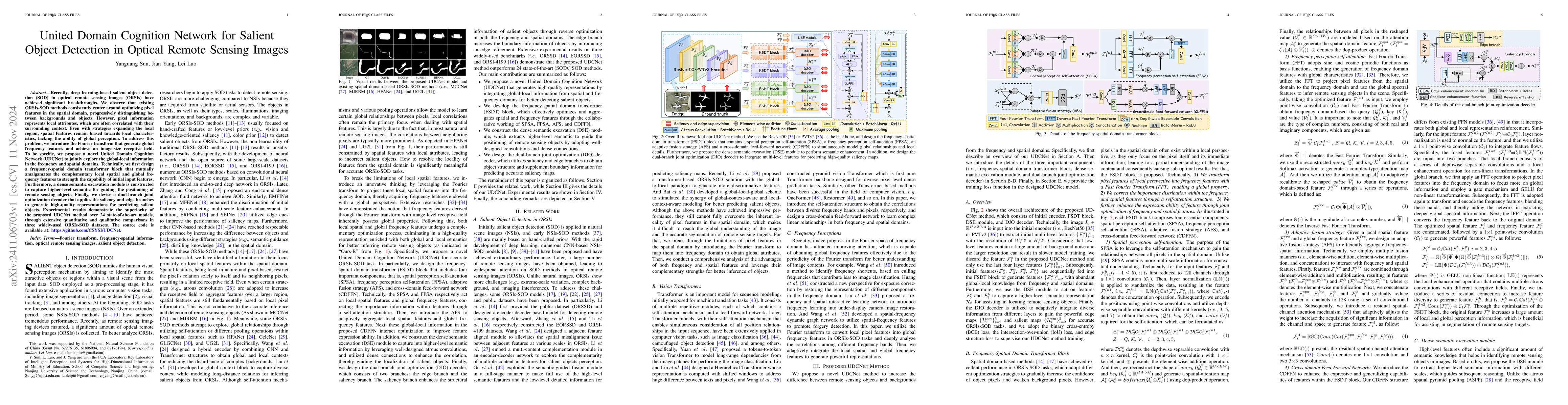 Thumbnail for United Domain Cognition Network for Salient Object Detection in Optical
  Remote Sensing Images