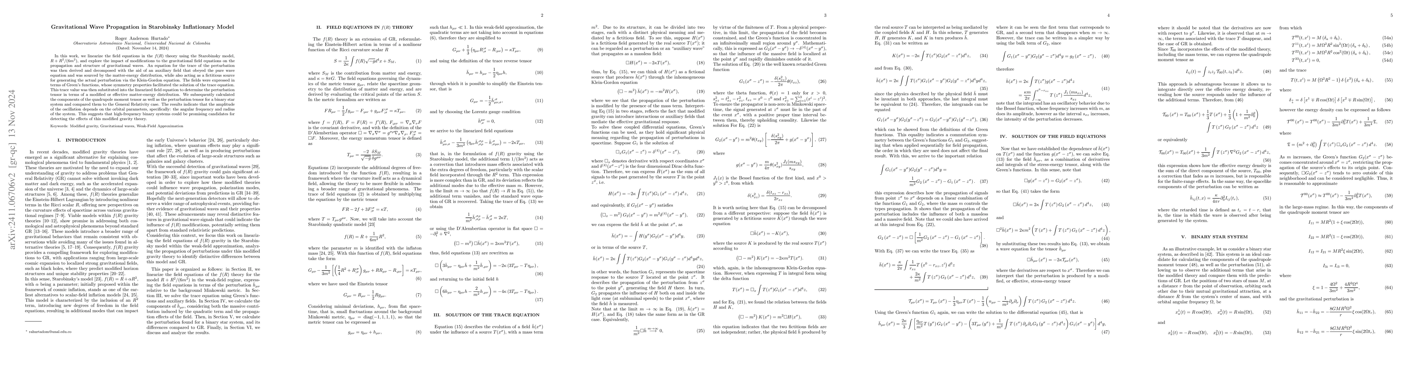 Thumbnail for Gravitational Wave Propagation in Starobinsky Inflationary Model