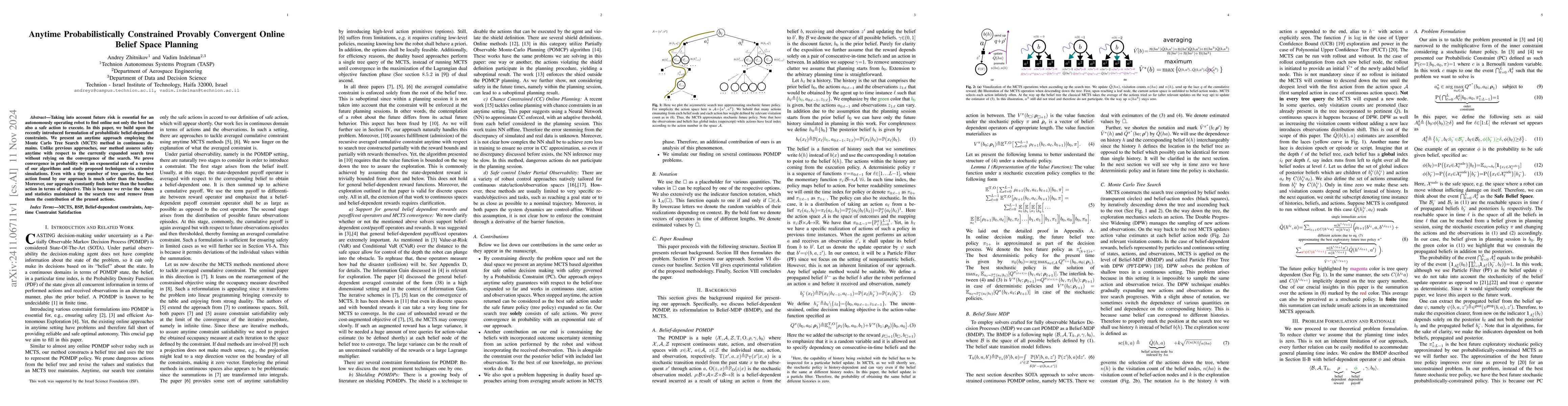Thumbnail for Anytime Probabilistically Constrained Provably Convergent Online Belief
  Space Planning