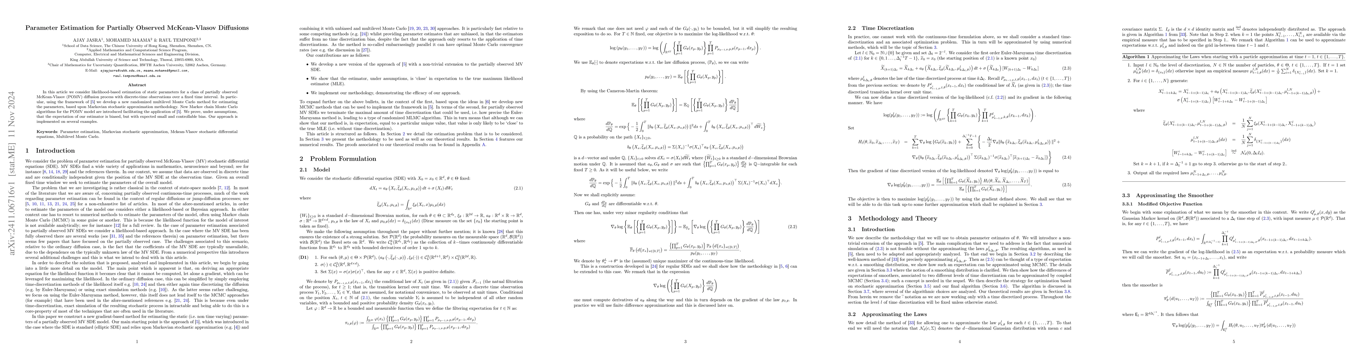 Thumbnail for Parameter Estimation for Partially Observed McKean-Vlasov Diffusions