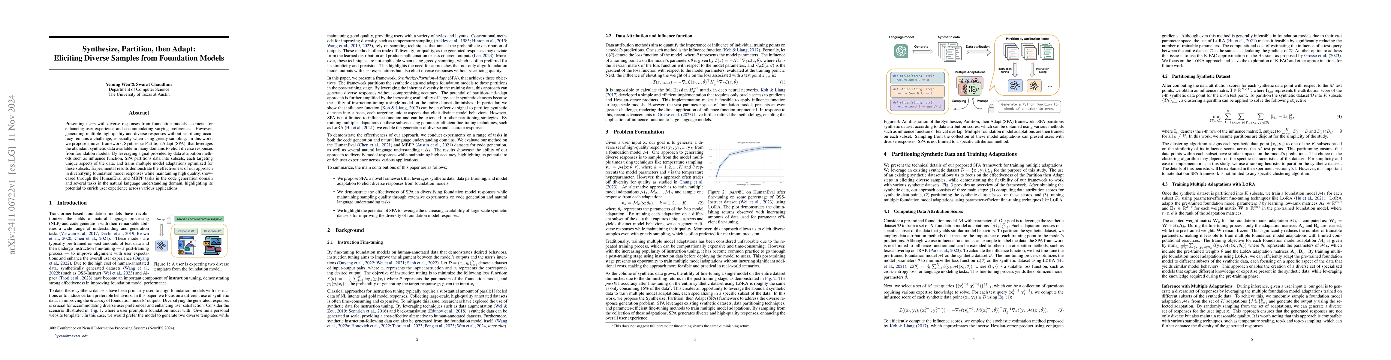 Thumbnail for Synthesize, Partition, then Adapt: Eliciting Diverse Samples from
  Foundation Models