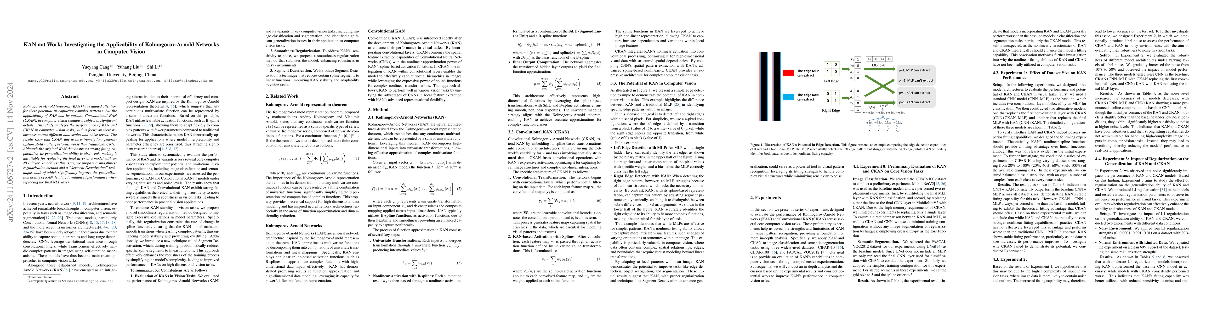 Thumbnail for Can KAN Work? Exploring the Potential of Kolmogorov-Arnold Networks in
  Computer Vision