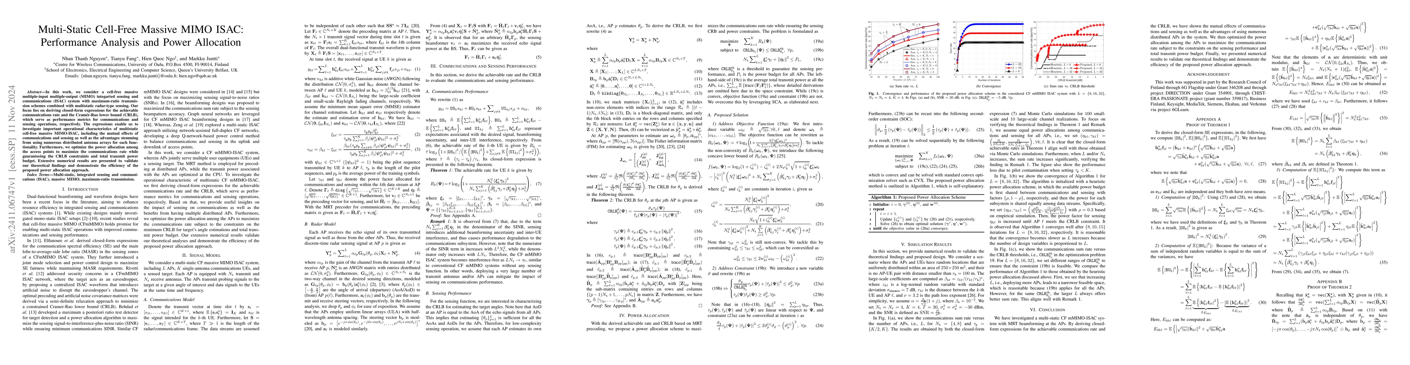 Thumbnail for Multi-Static Cell-Free Massive MIMO ISAC: Performance Analysis and Power
  Allocation