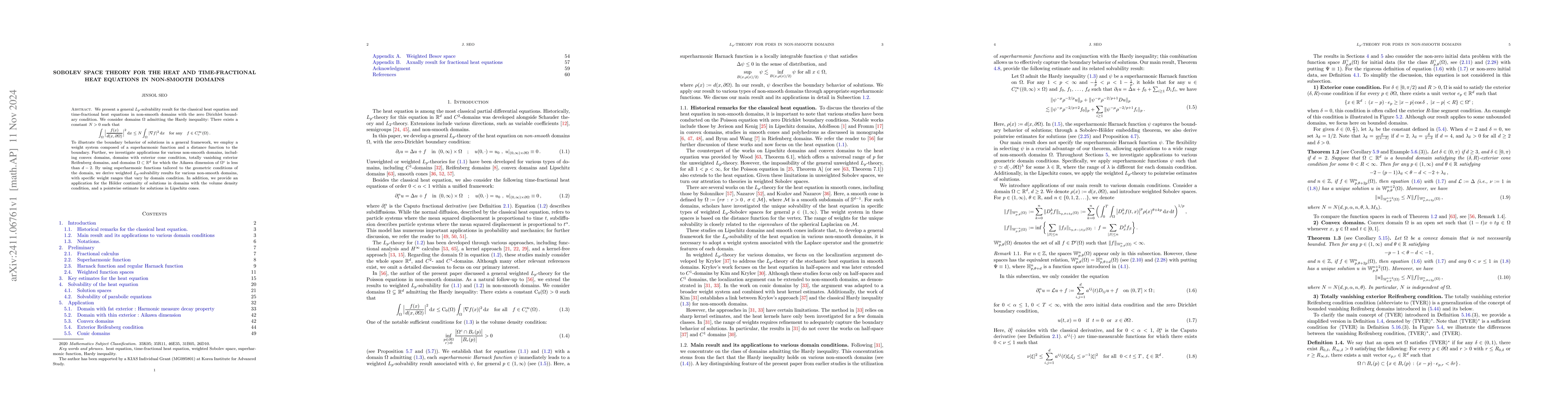 Thumbnail for Sobolev space theory for the heat and time-fractional heat equations in
  non-smooth domains