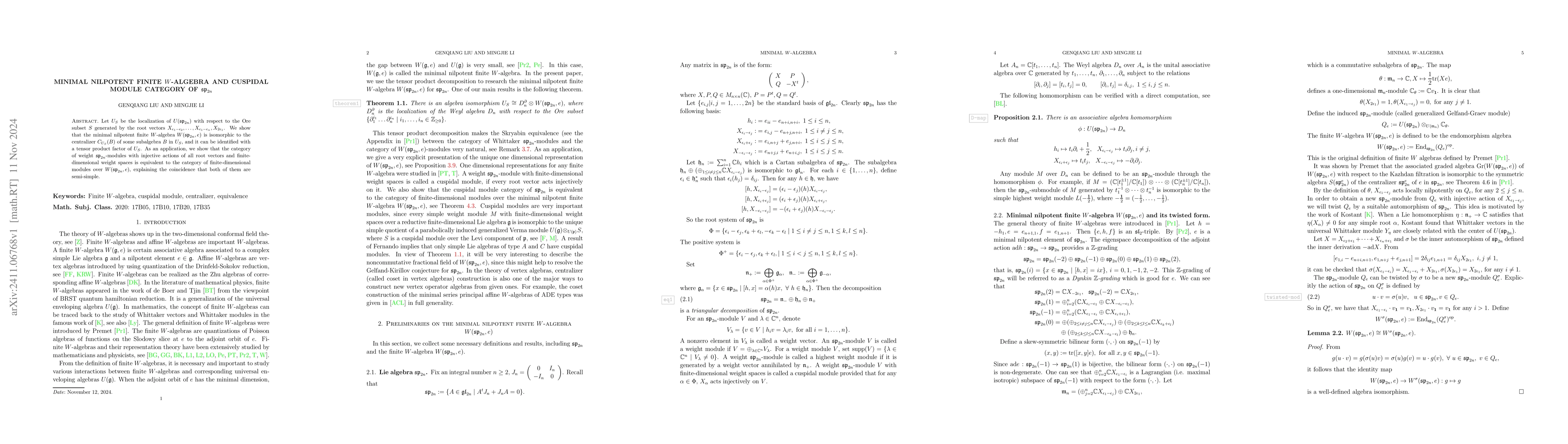 Thumbnail for Minimal nilpotent finite $W$-algebra and cuspidal module category of
  $\mathfrak{sp}_{2n}$