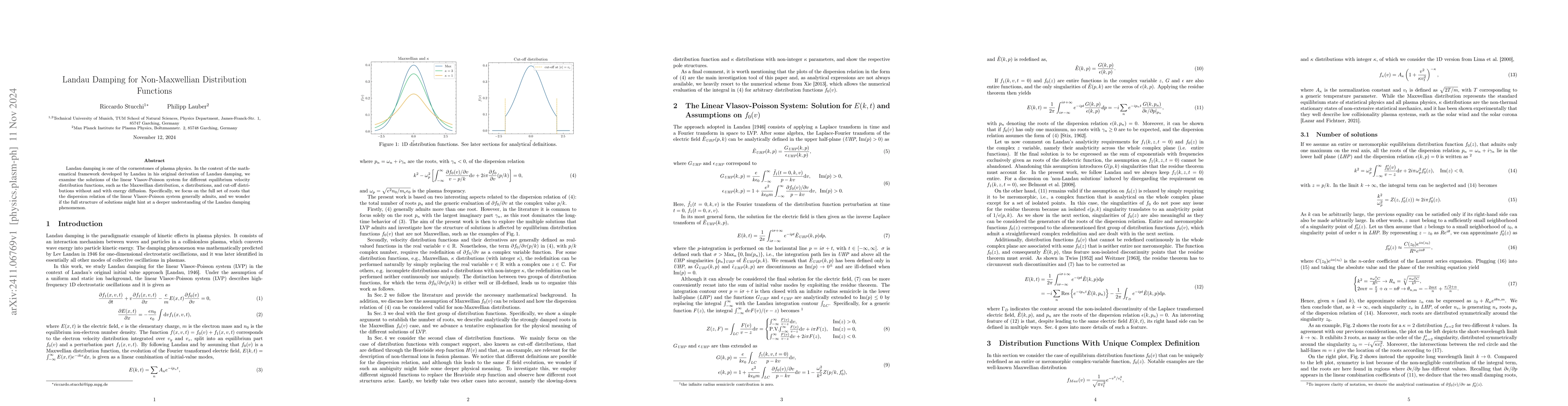 Thumbnail for Landau Damping for Non-Maxwellian Distribution Functions