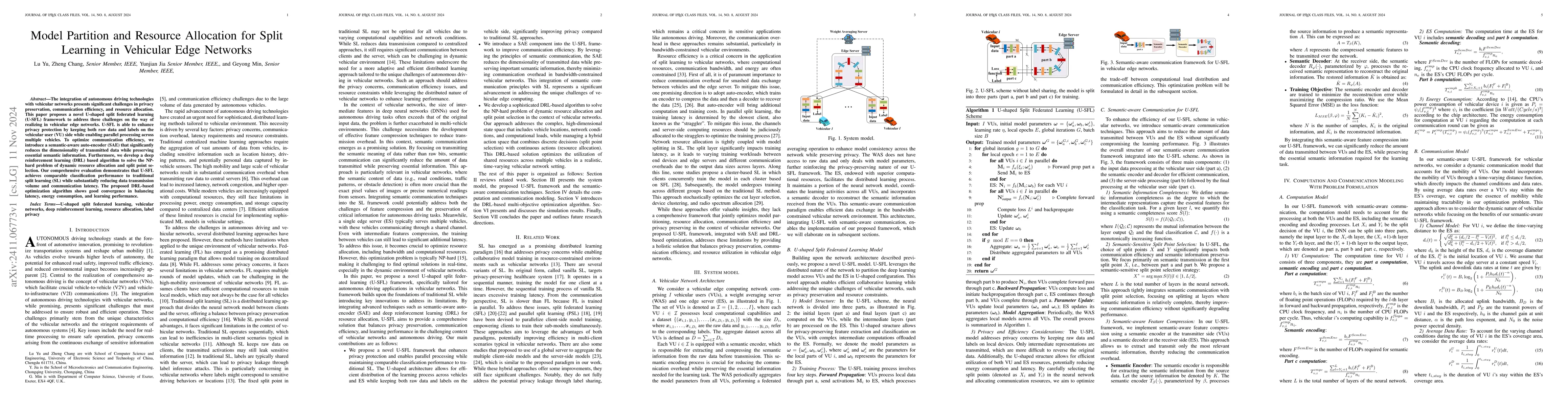 Thumbnail for Model Partition and Resource Allocation for Split Learning in Vehicular
  Edge Networks