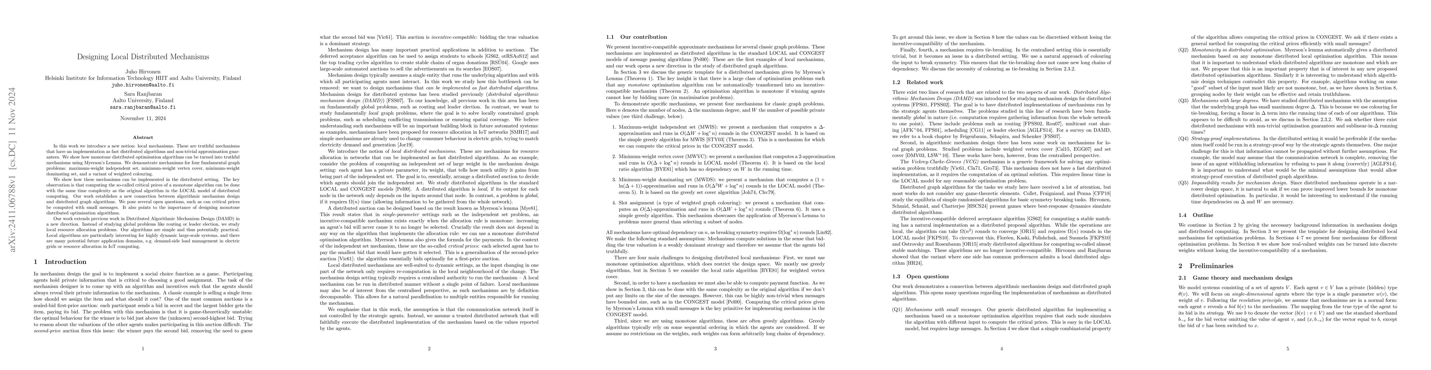 Thumbnail for Designing Local Distributed Mechanisms