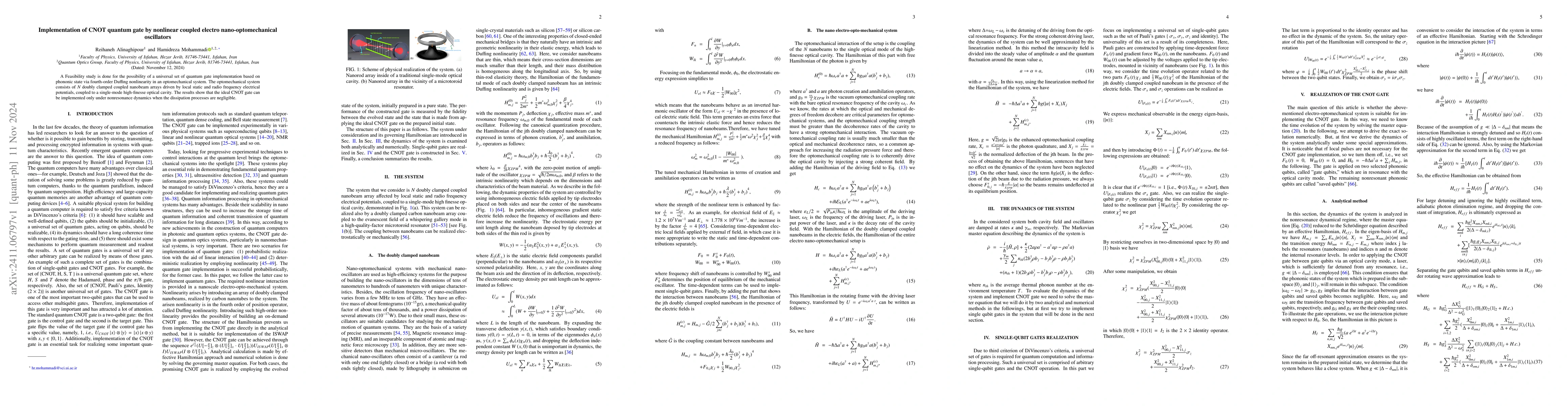 Thumbnail for Implementation of controlled-NOT quantum gate by nonlinear coupled
  electro-nano-optomechanical oscillators