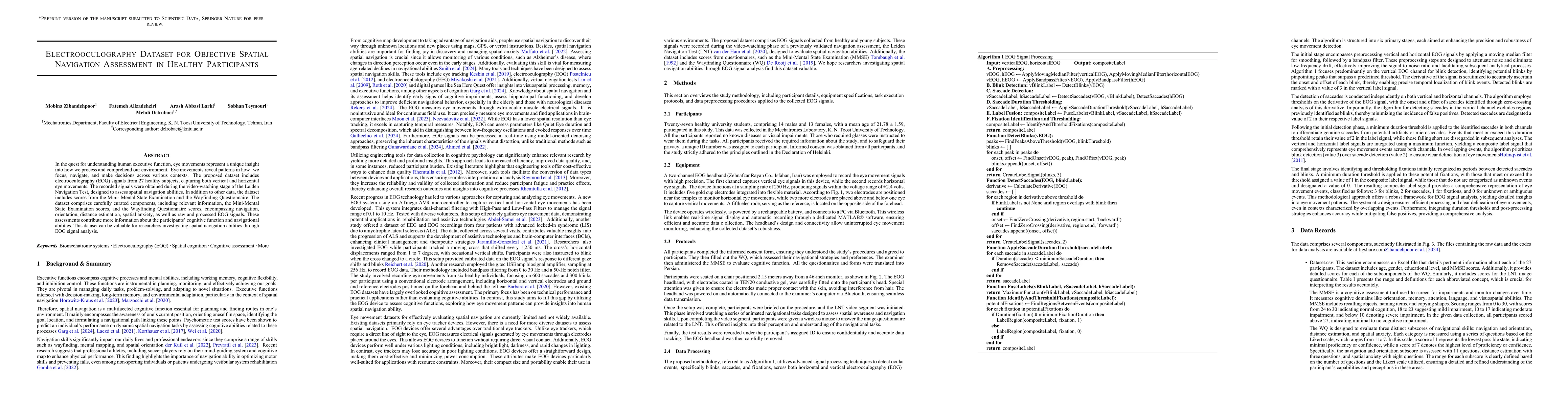 Thumbnail for Electrooculography Dataset for Objective Spatial Navigation Assessment
  in Healthy Participants
