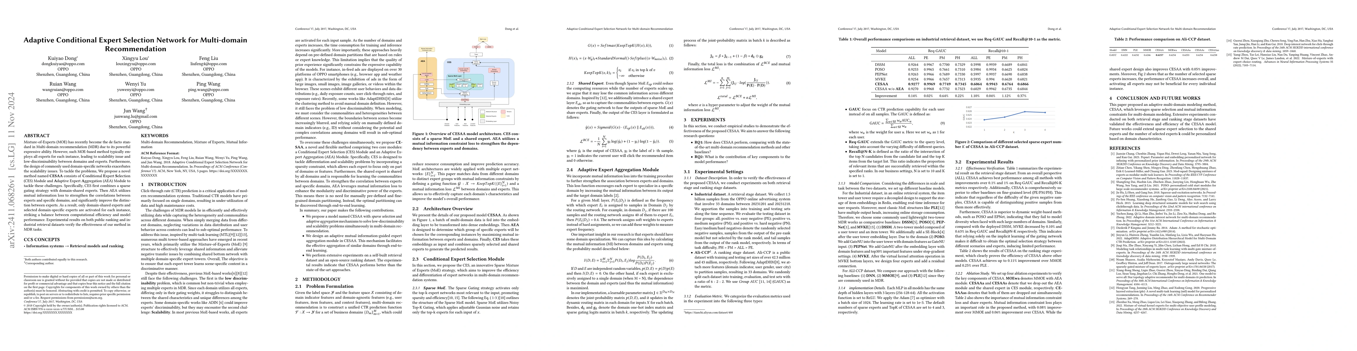 Thumbnail for Adaptive Conditional Expert Selection Network for Multi-domain
  Recommendation