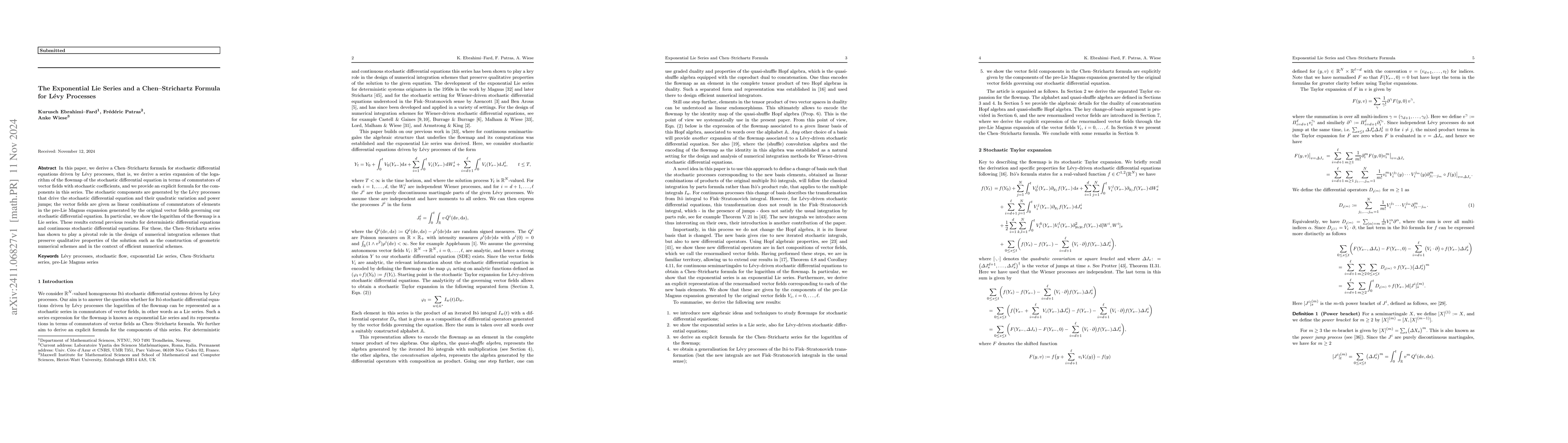 Thumbnail for The Exponential Lie Series and a Chen-Strichartz Formula for Levy
  Processes