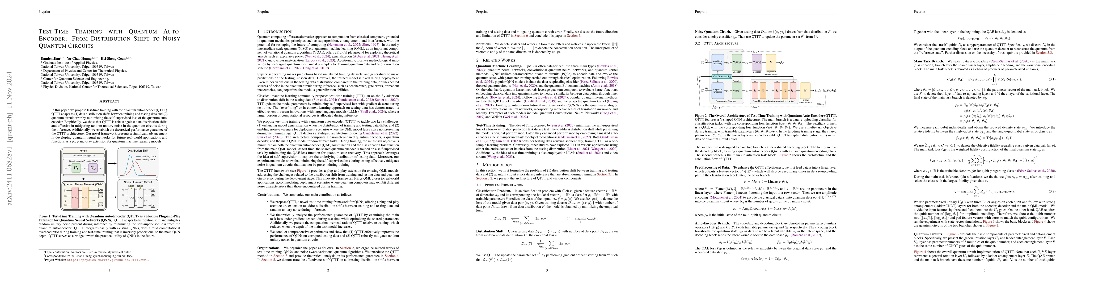 Thumbnail for Test-Time Training with Quantum Auto-Encoder: From Distribution Shift to
  Noisy Quantum Circuits