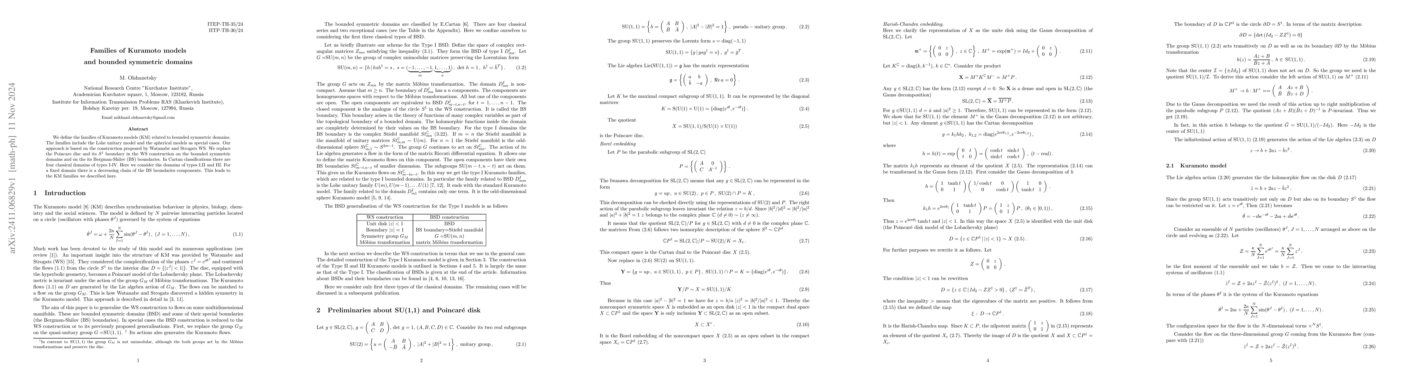 Thumbnail for Families of Kuramoto models and bounded symmetric domains