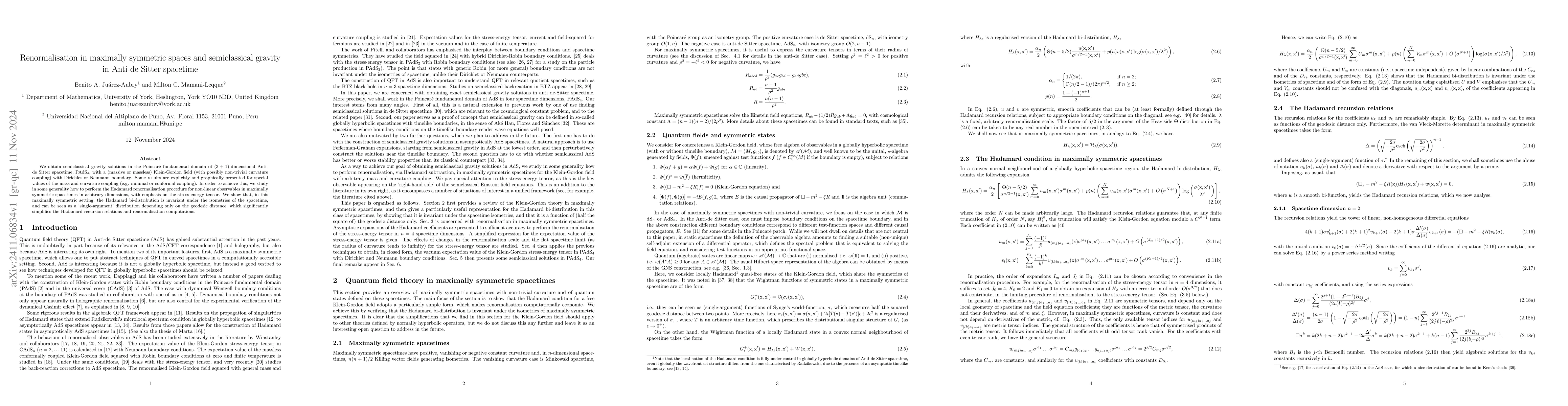 Thumbnail for Renormalisation in maximally symmetric spaces and semiclassical gravity
  in Anti-de Sitter spacetime