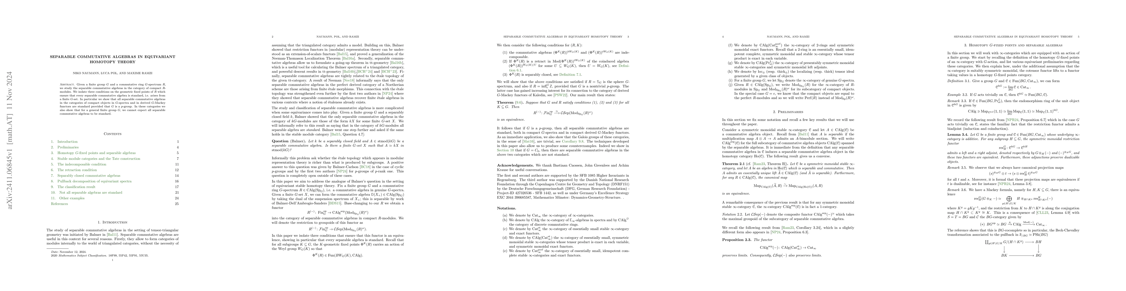 Thumbnail for Separable commutative algebras in equivariant homotopy theory