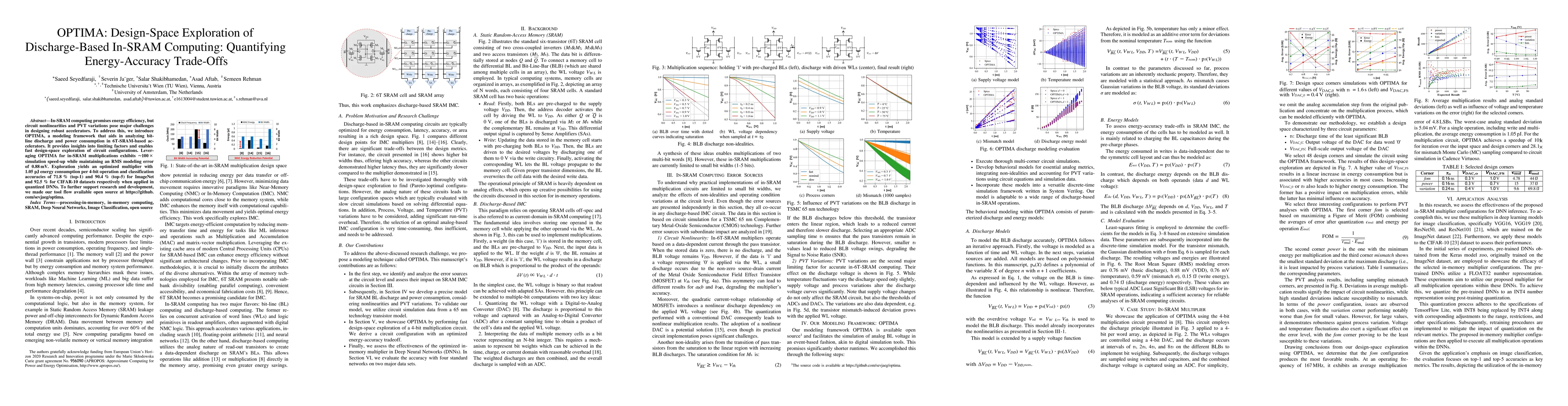 Thumbnail for OPTIMA: Design-Space Exploration of Discharge-Based In-SRAM Computing:
  Quantifying Energy-Accuracy Trade-Offs