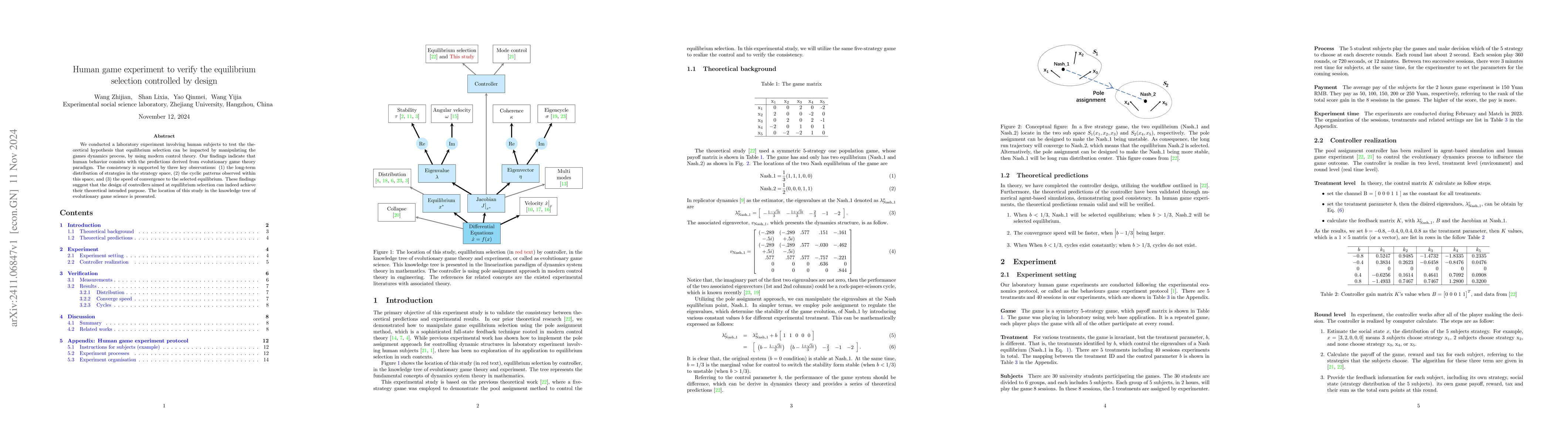 Thumbnail for Human game experiment to verify the equilibrium selection controlled by
  design