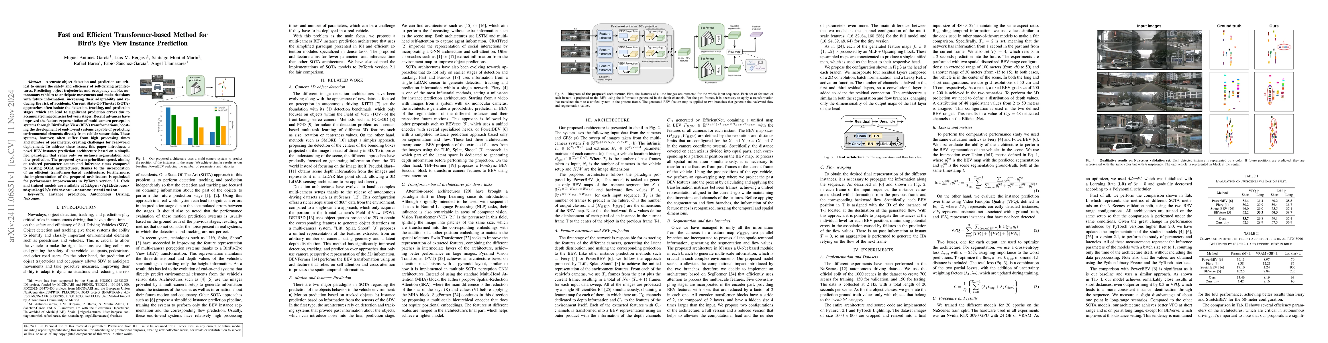 Thumbnail for Fast and Efficient Transformer-based Method for Bird's Eye View Instance
  Prediction