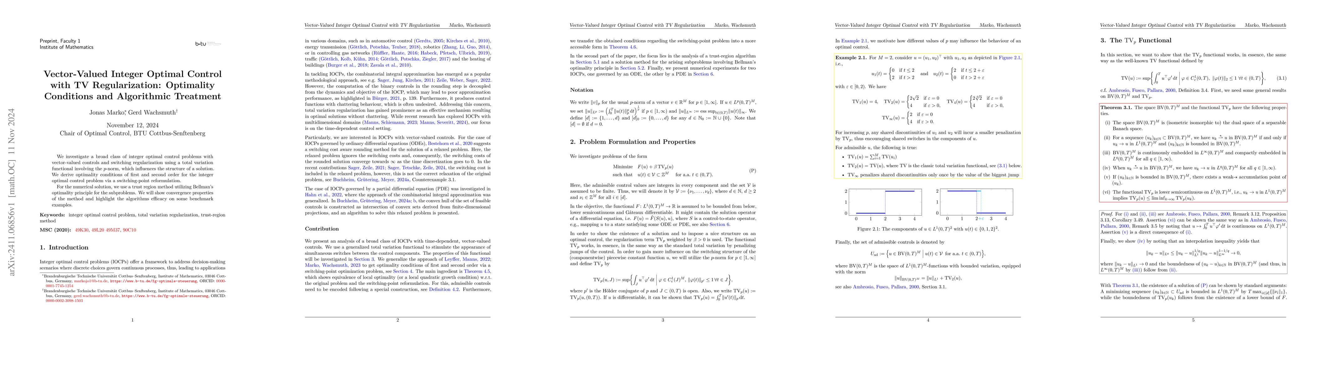Thumbnail for Vector-Valued Integer Optimal Control with TV Regularization: Optimality
  Conditions and Algorithmic Treatment
