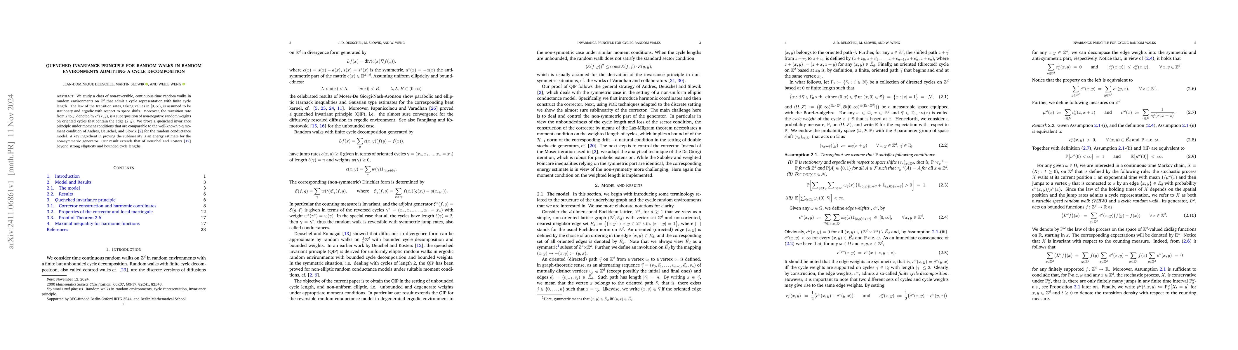 Thumbnail for Quenched invariance principle for random walks in random environments
  admitting a cycle decomposition