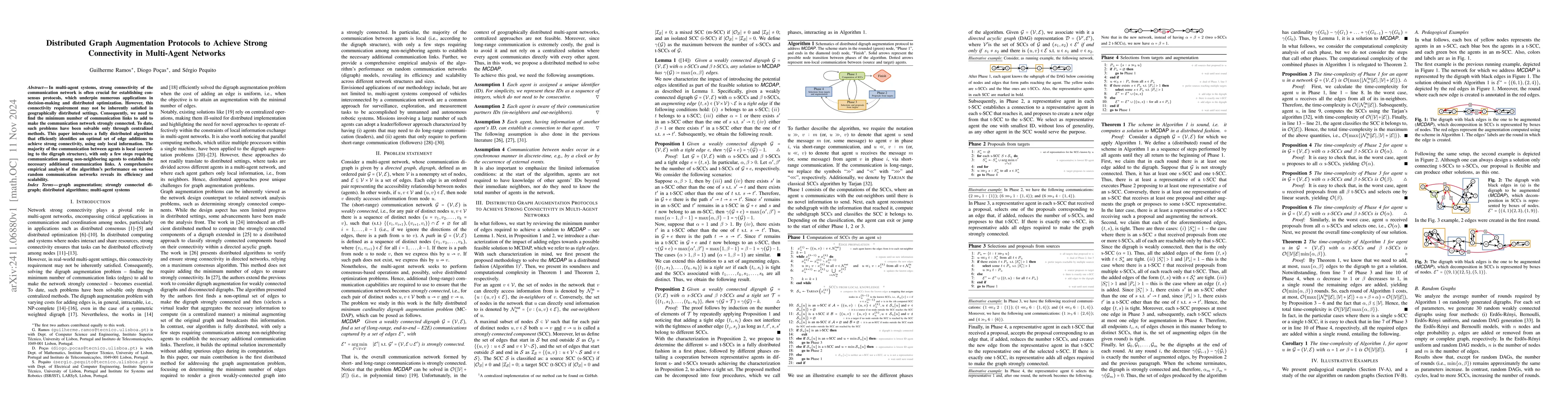 Thumbnail for Distributed Graph Augmentation Protocols to Achieve Strong Connectivity
  in Multi-Agent Networks