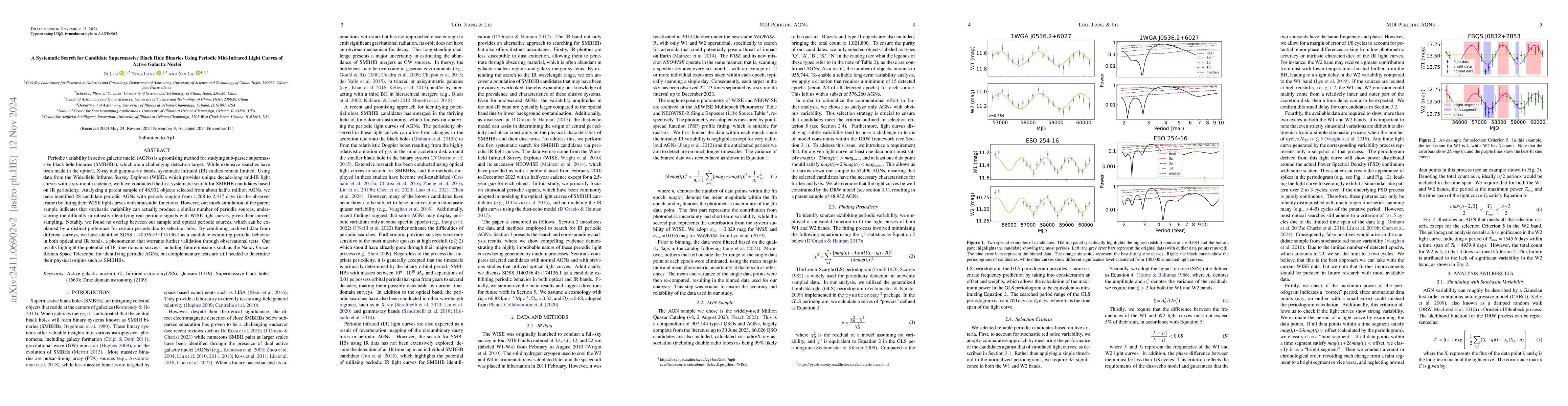Thumbnail for A Systematic Search for Candidate Supermassive Black Hole Binaries Using
  Periodic Mid-Infrared Light Curves of Active Galactic Nuclei