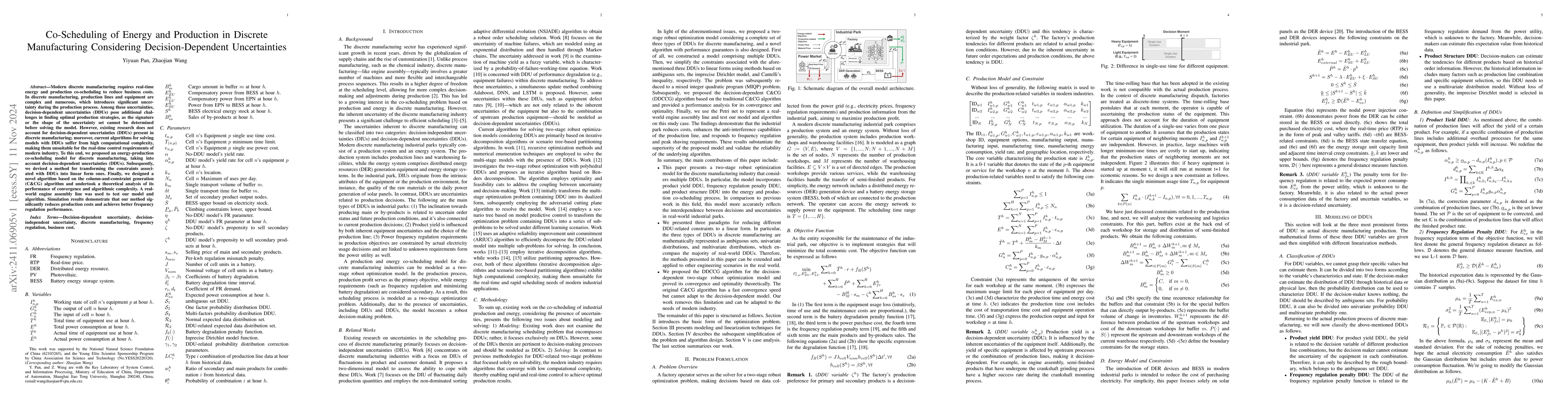 Thumbnail for Co-Scheduling of Energy and Production in Discrete Manufacturing
  Considering Decision-Dependent Uncertainties