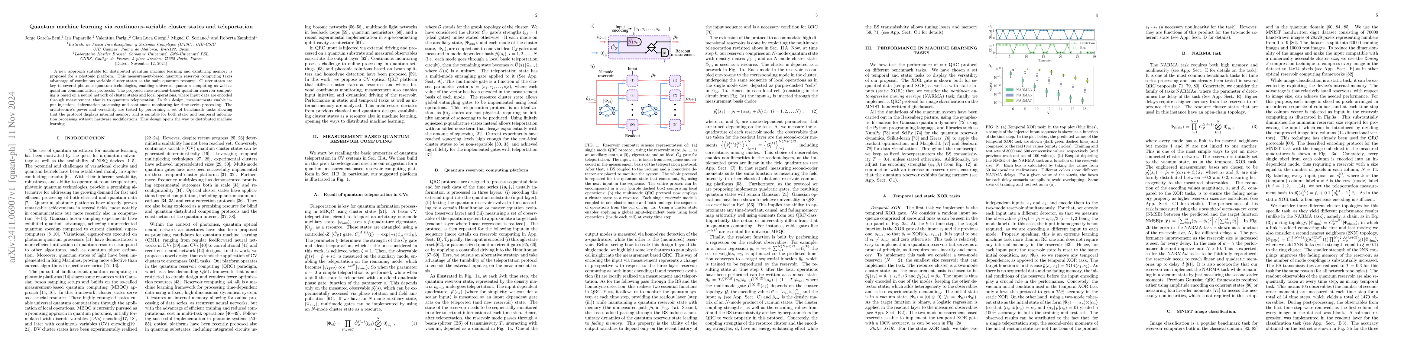 Thumbnail for Quantum machine learning via continuous-variable cluster states and
  teleportation