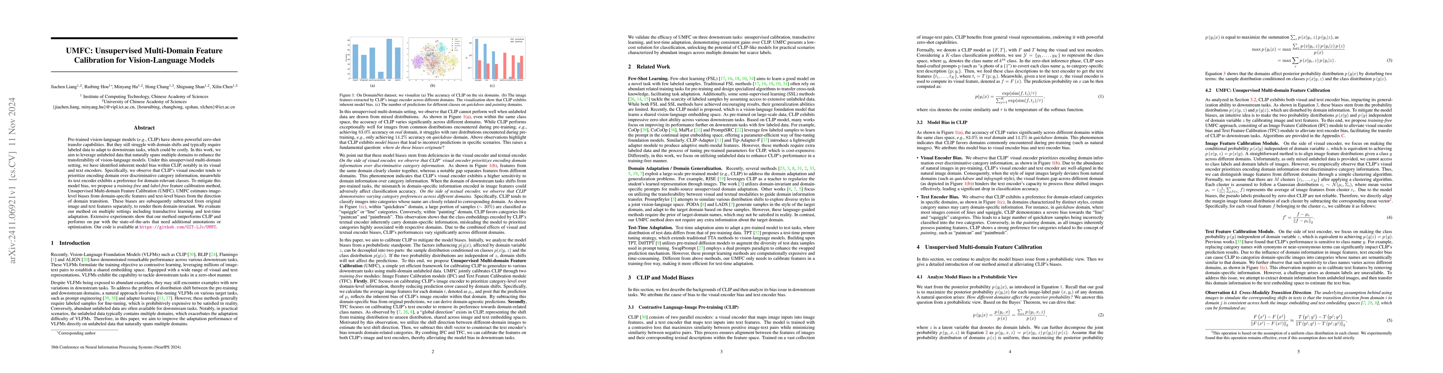 Thumbnail for UMFC: Unsupervised Multi-Domain Feature Calibration for Vision-Language
  Models