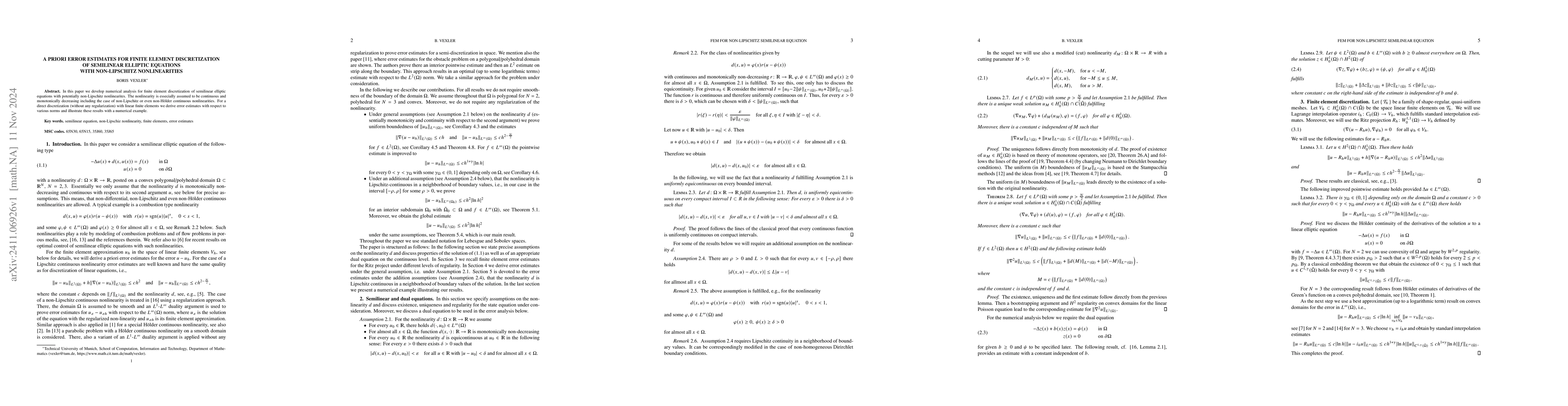 Thumbnail for A priori error estimates for finite element discretization of semilinear
  elliptic equations with non-Lipschitz nonlinearities