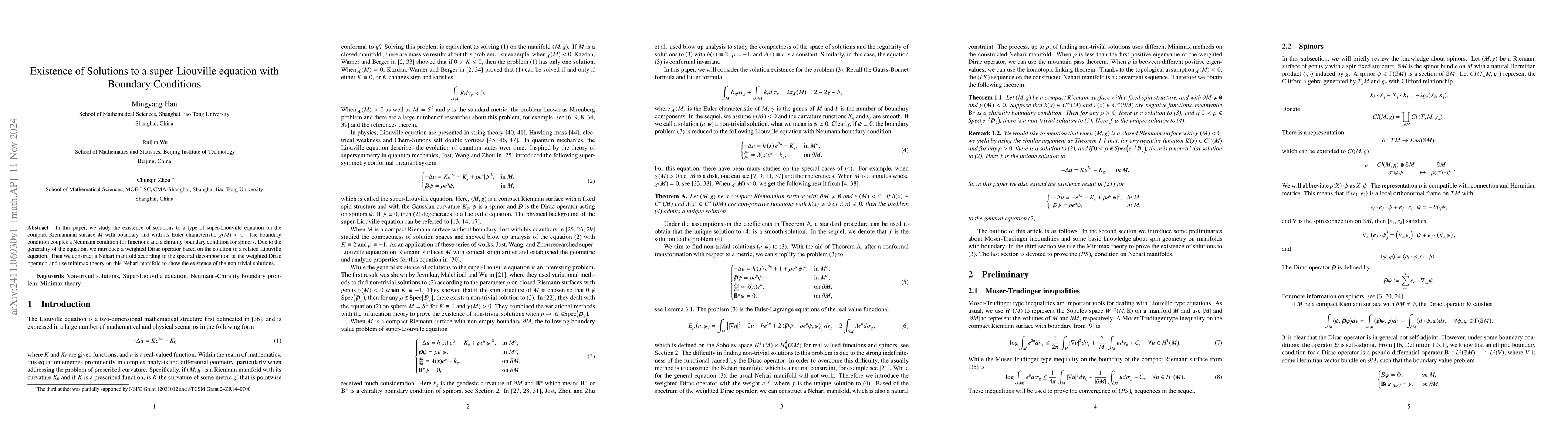 Thumbnail for Existence of Solutions to a super-Liouville equation with Boundary
  Conditions