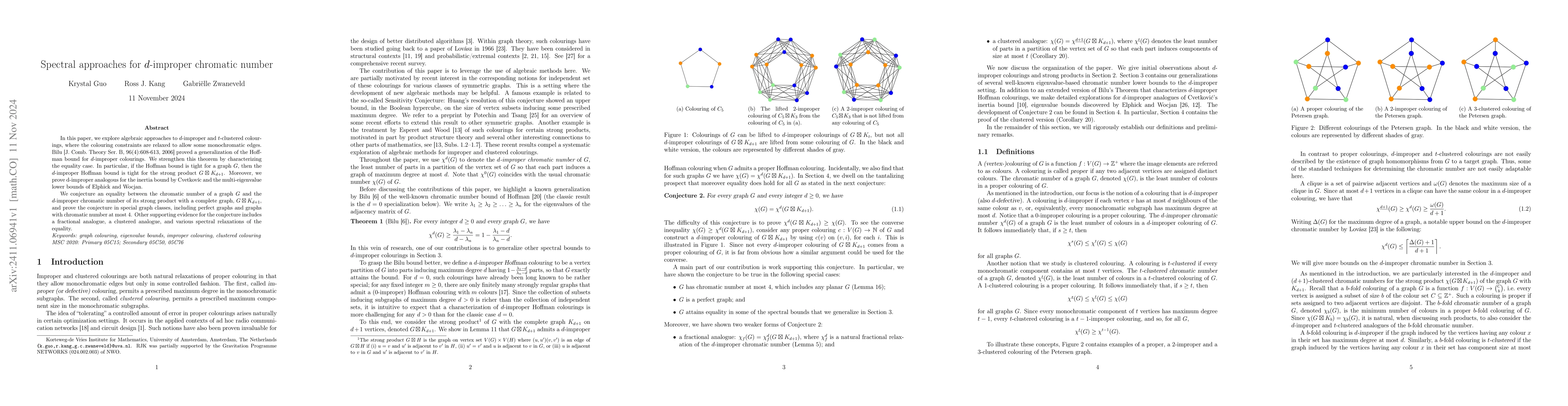 Thumbnail for Spectral approaches for $d$-improper chromatic number