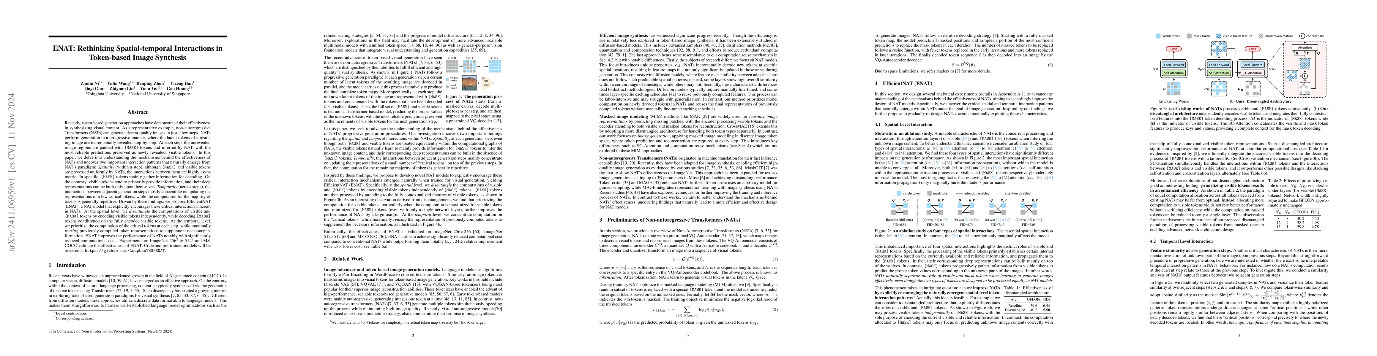 Thumbnail for ENAT: Rethinking Spatial-temporal Interactions in Token-based Image
  Synthesis