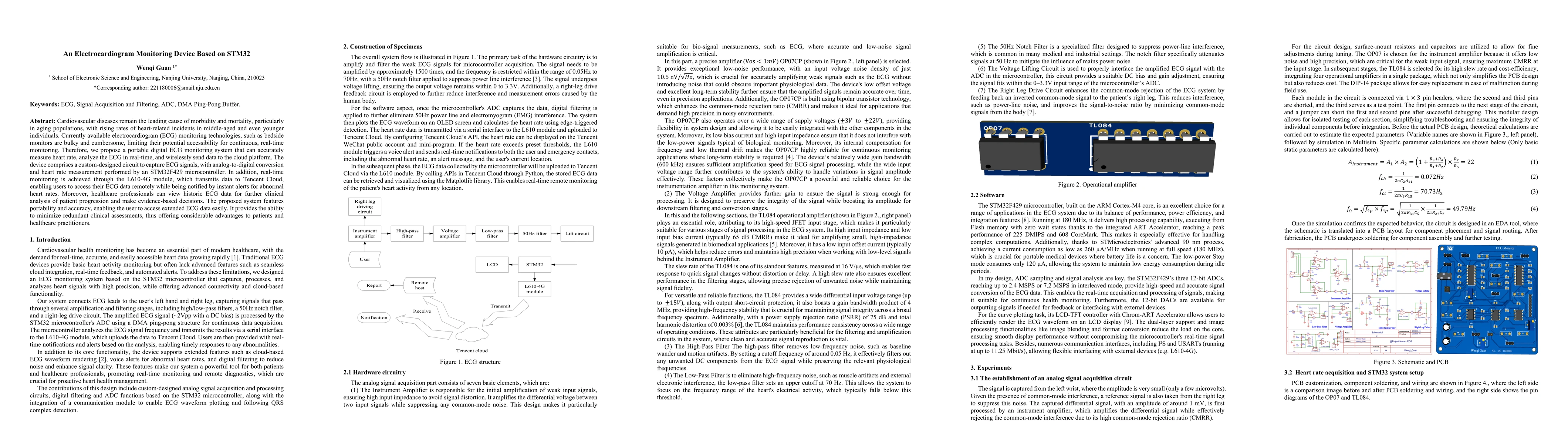 Thumbnail for An Electrocardiogram Monitoring Device Based on STM32